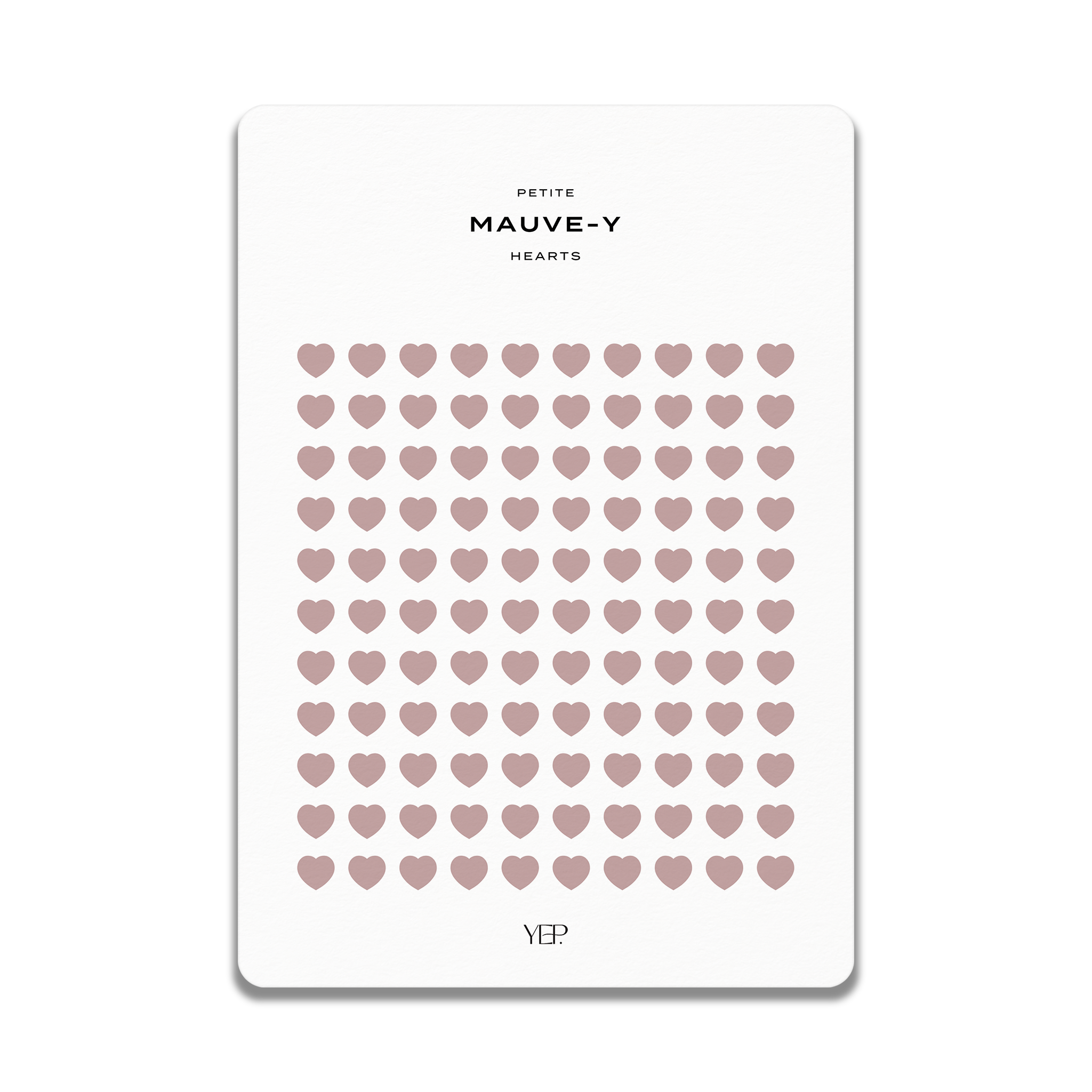 The image is a minimalist design featuring a repeating pattern of pink hearts on a white background.