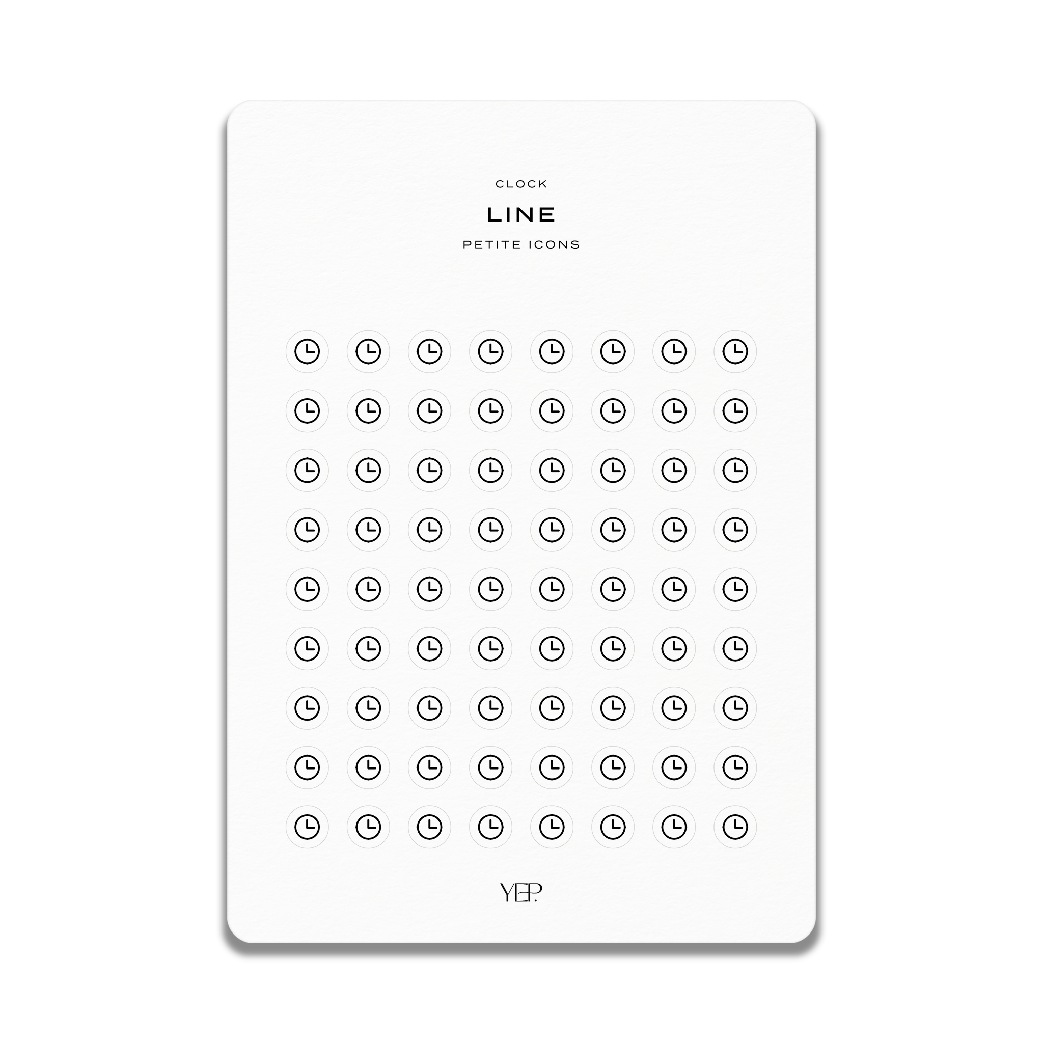a grid of small black circles, each containing a clock symbol, arranged in a visually organized manner.
