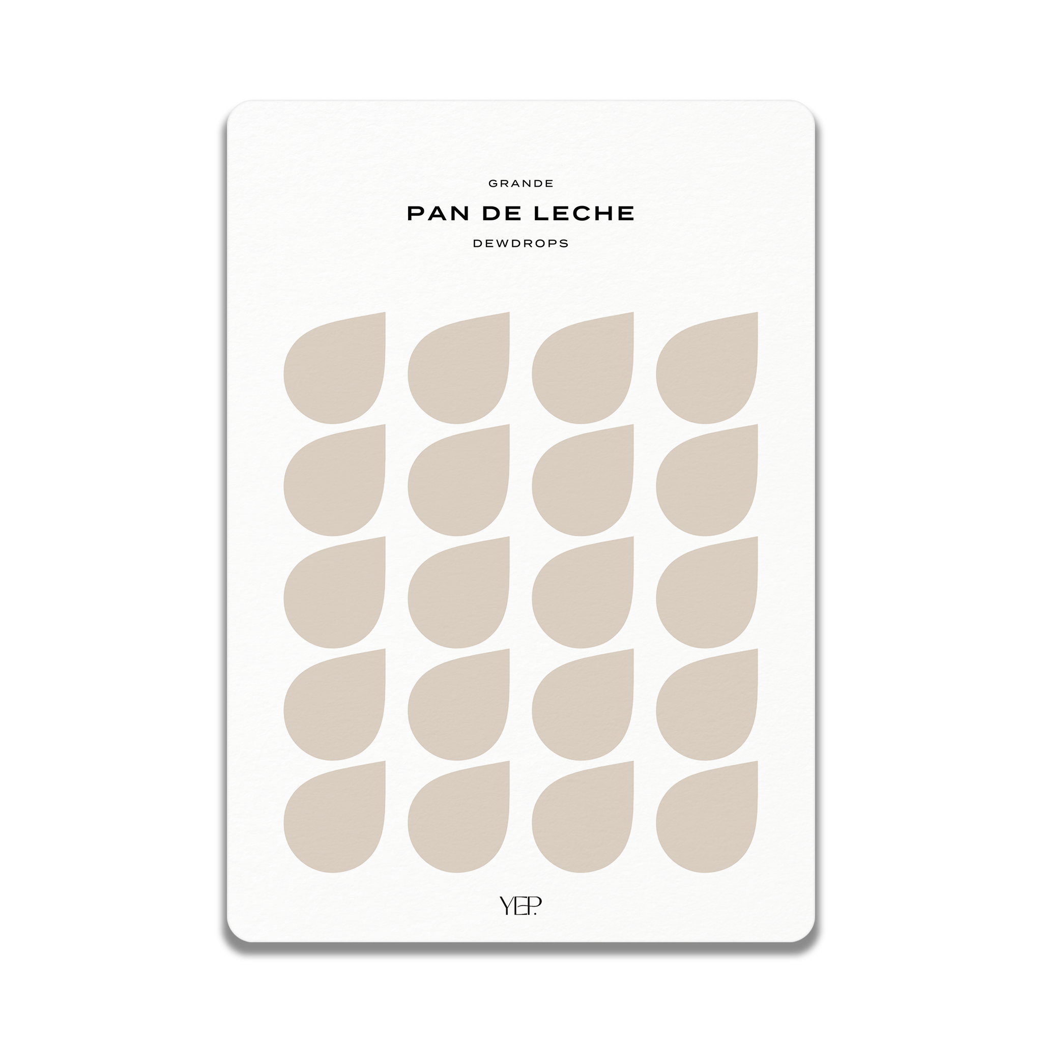 The image is a minimalist design featuring a grid of beige leaf-shaped icons arranged in a repeating pattern.