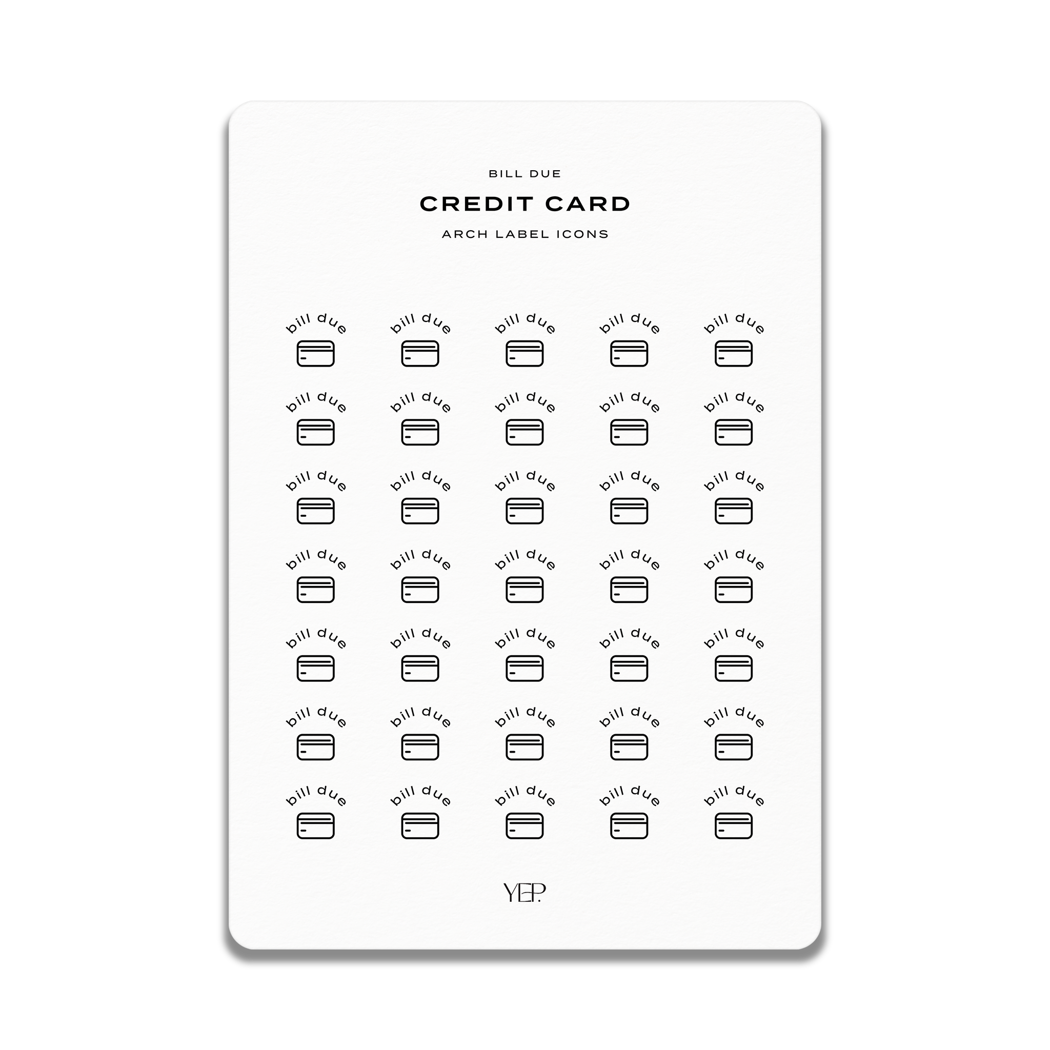 a collection of repeating patterns of the word "bill due" in a minimalist, monochromatic design.