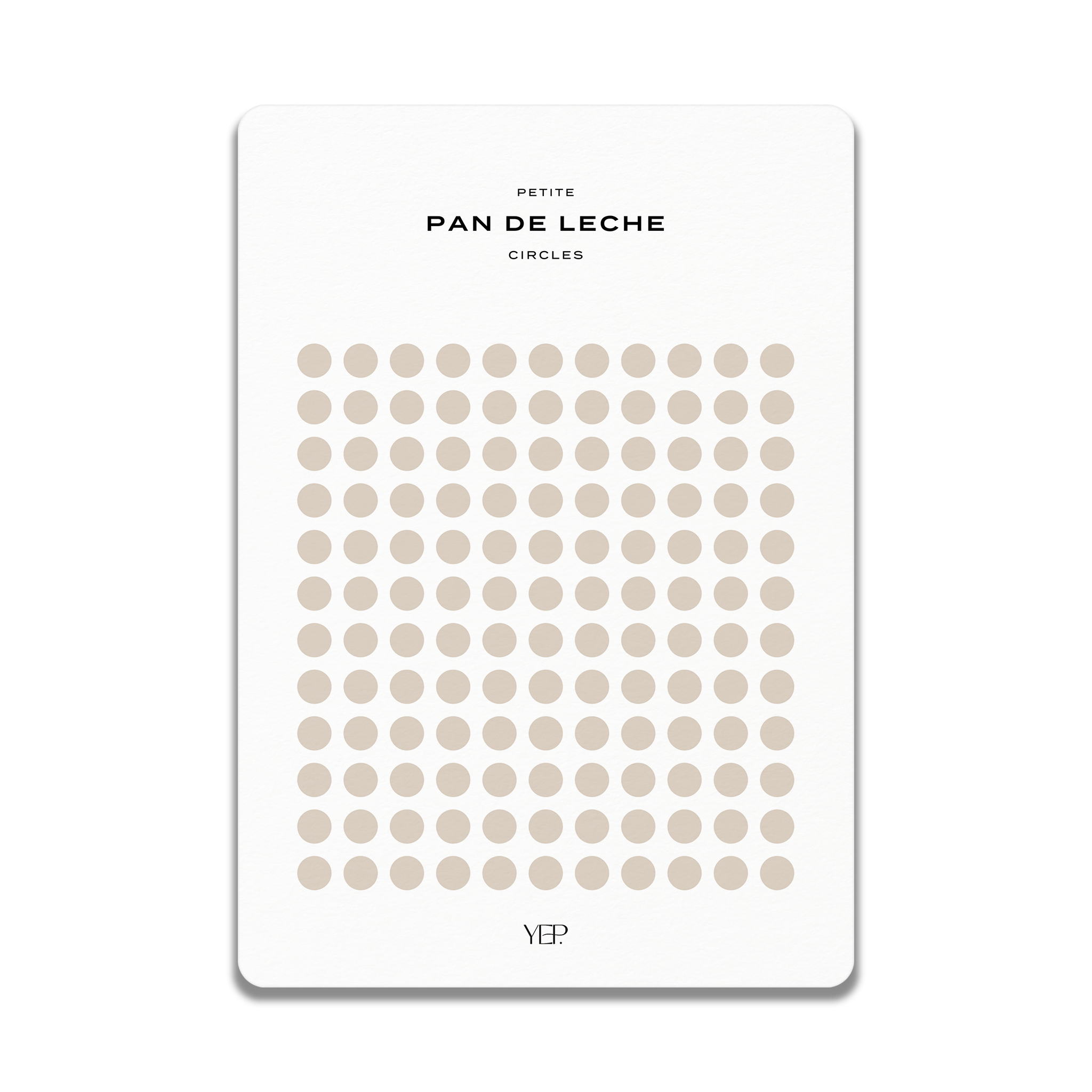 The image is a minimalist design featuring a grid of circles on a white background.