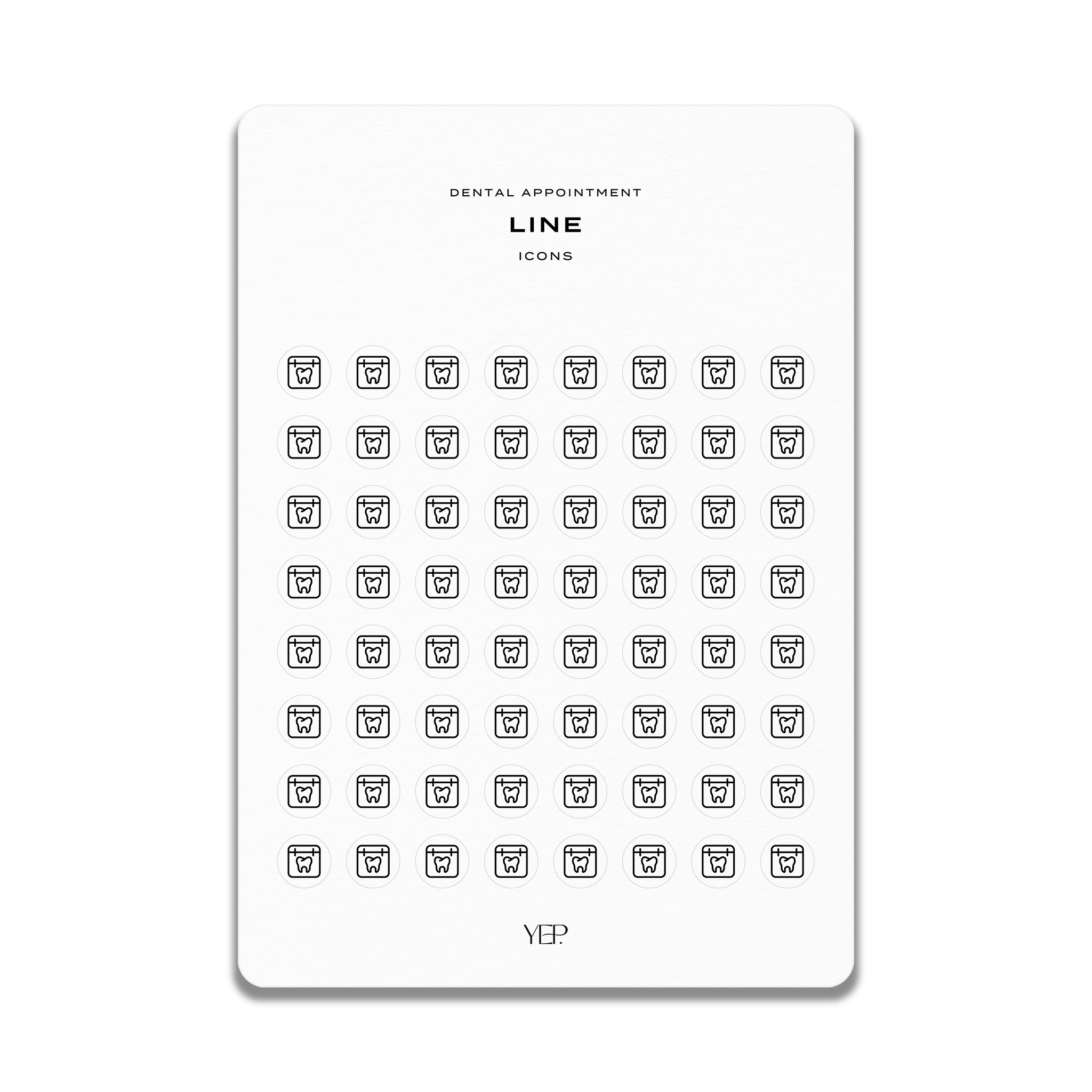 a grid of small icons, which appear to be related to dental appointments. The icons are arranged in a grid format, with each row containing the same number of icons. The icons are simple and do not depict any specific actions or objects. The image does not contain any text, and the overall layout is minimalistic and straightforward.