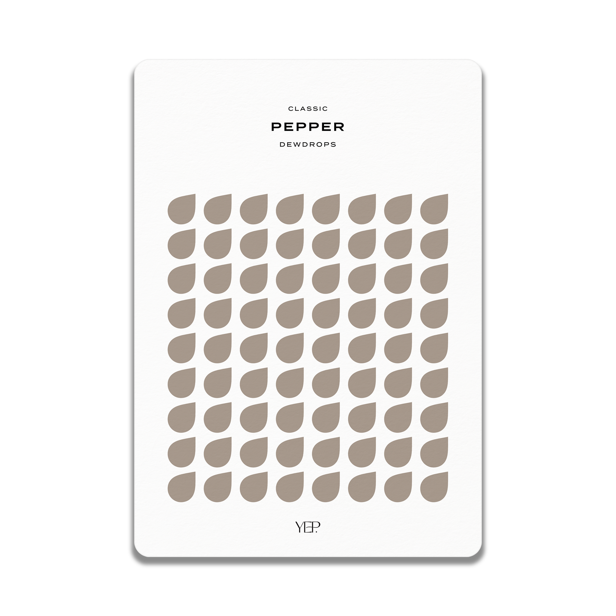 The image is a minimalist design featuring a repeating pattern of brown leaf-like shapes arranged in a grid-like pattern.