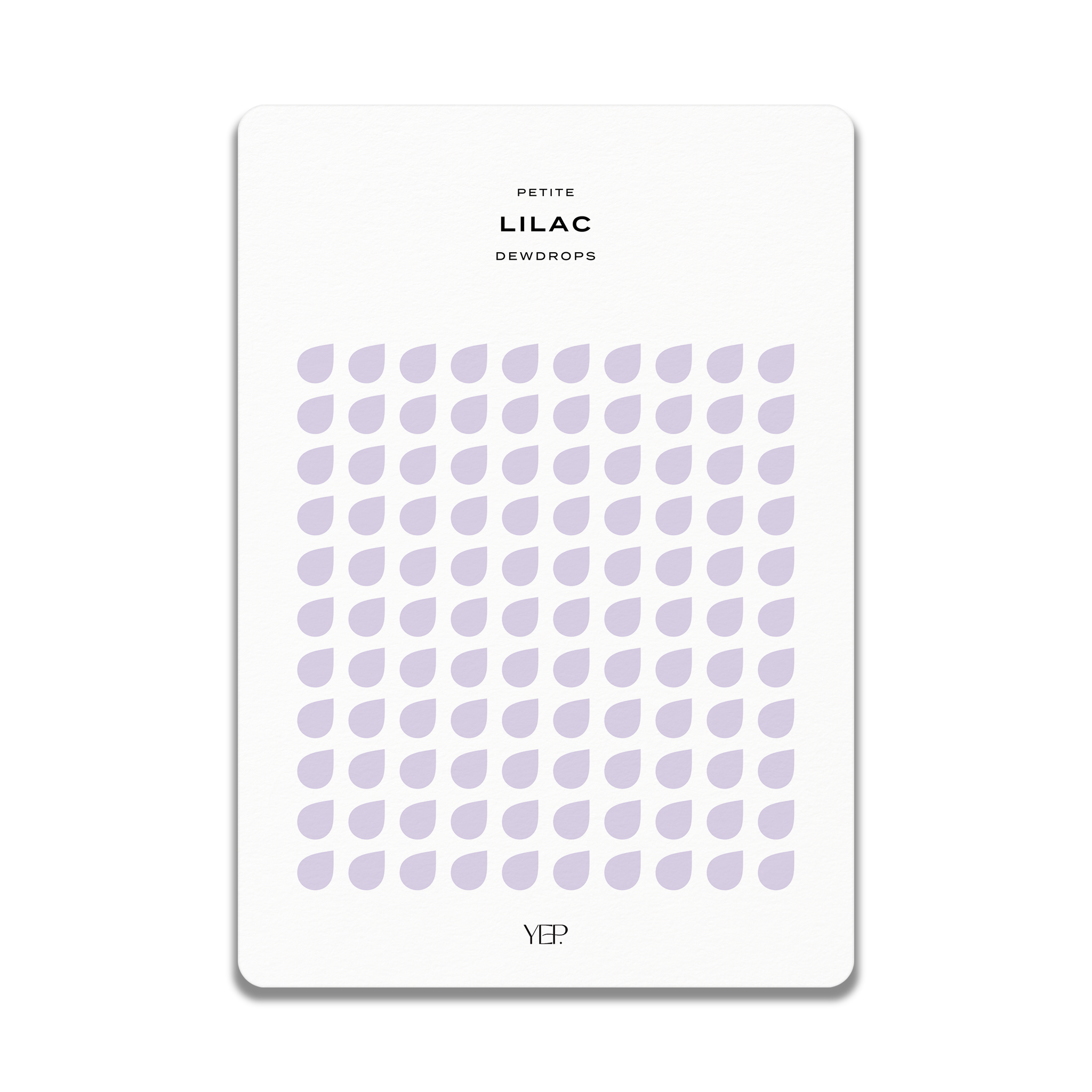 The image is a minimalist design featuring a repeating pattern of purple leaves against a white background.