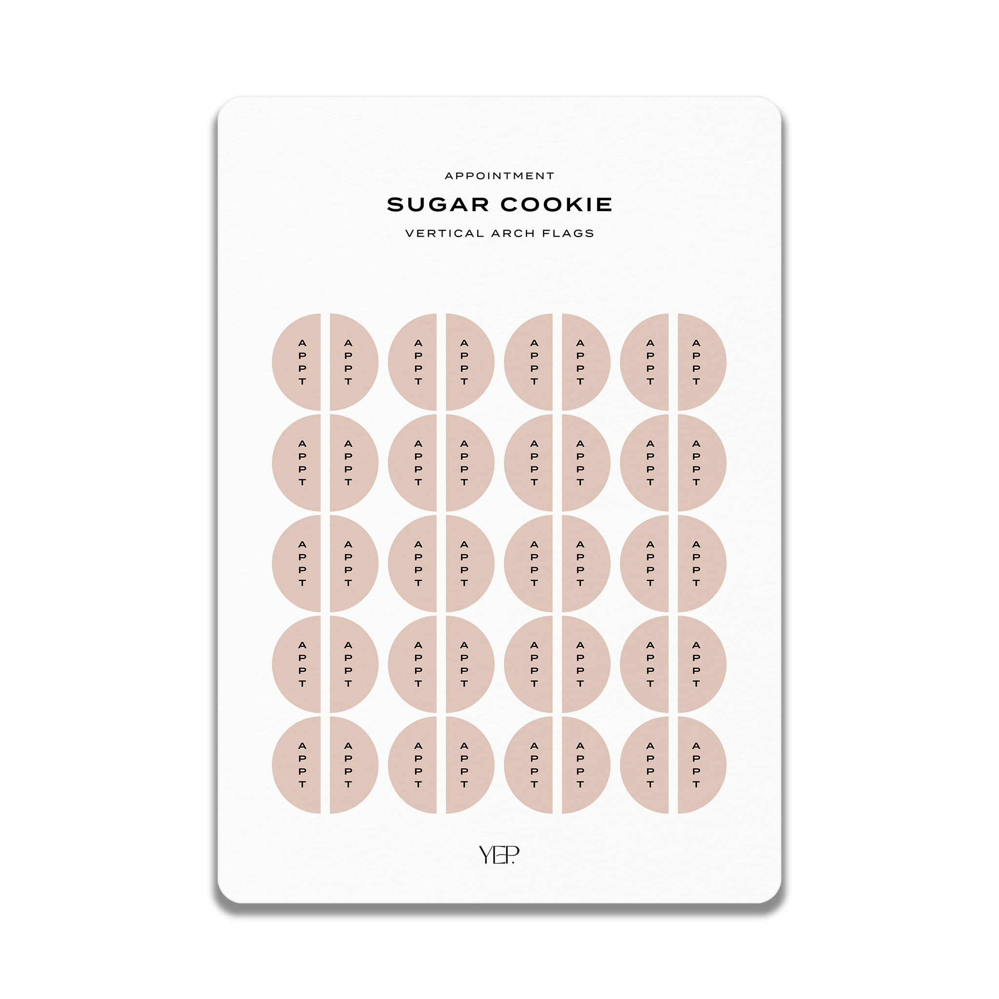 The image is a digital design featuring a grid of circular shapes, with each shape containing the letter 'A' in a different color. The design appears to be a pattern or a visual representation of the word 'SUGAR COOKIE' in a vertical arch.