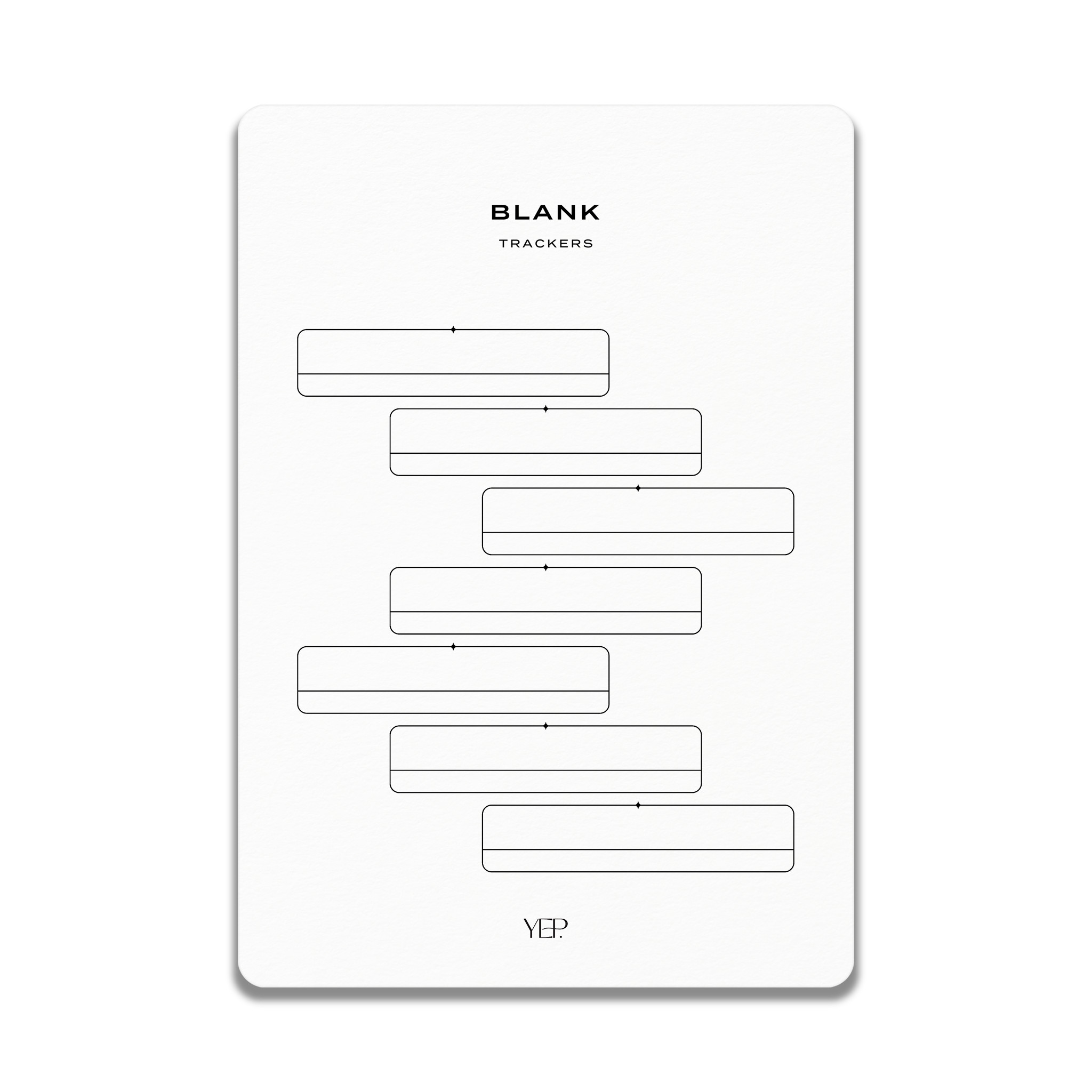 The image is a blank notebook or planner with a minimalist design.