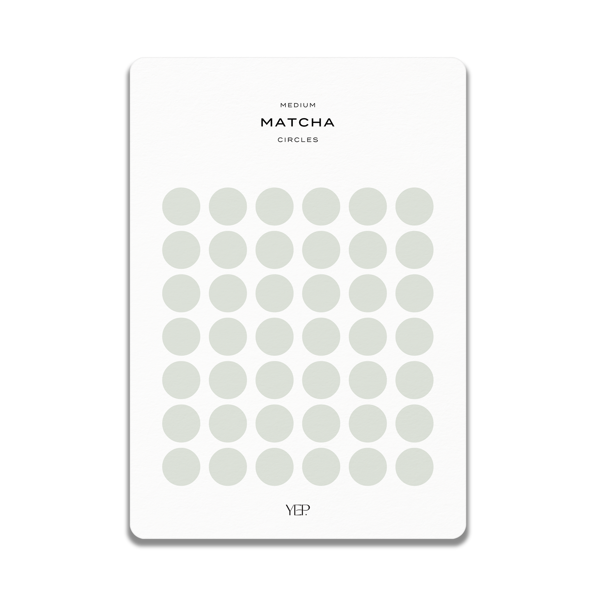 The image is a minimalist design featuring a grid of circles on a white background.