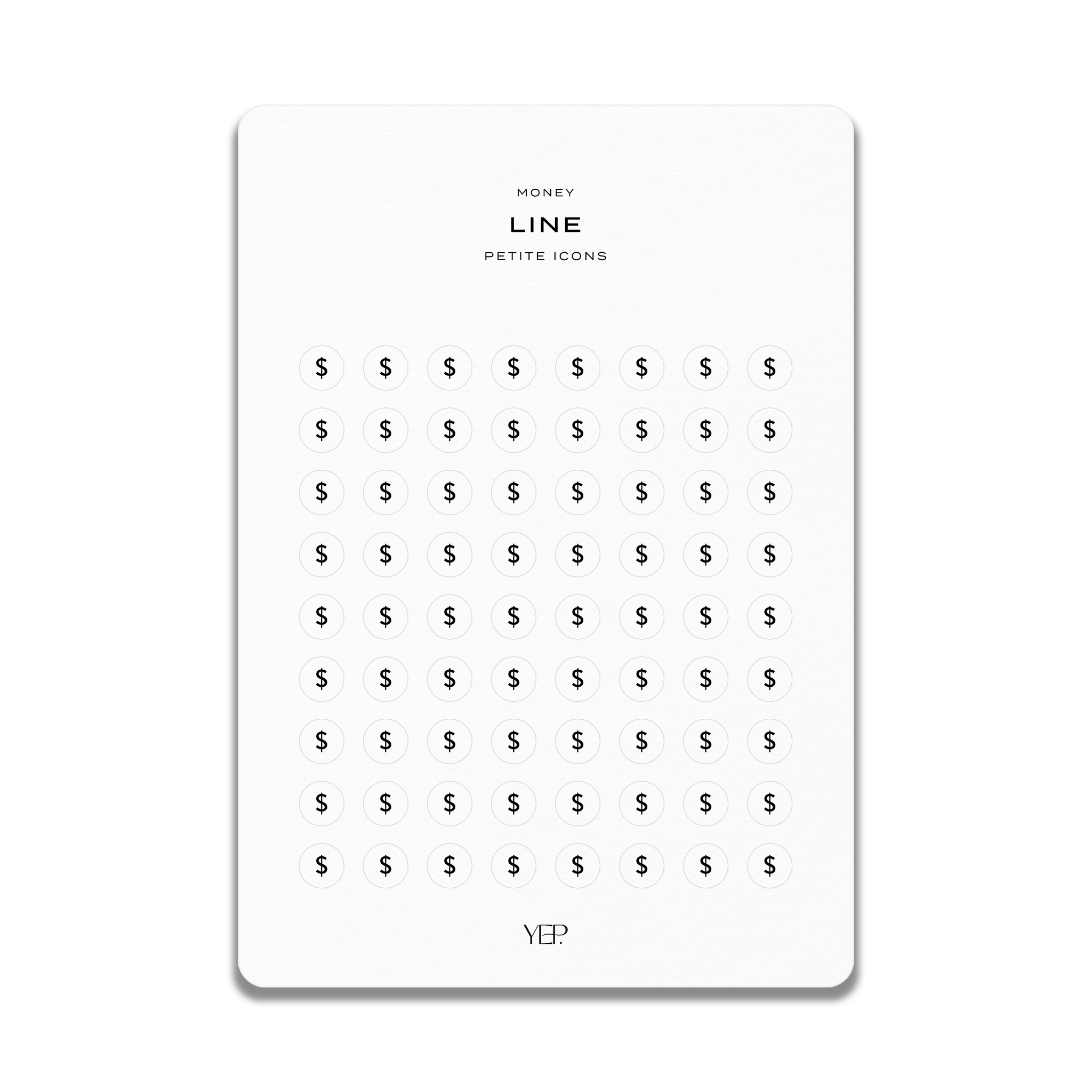 The image is a collection of dollar sign symbols arranged in a grid-like pattern, with the word "LINE" written above them.