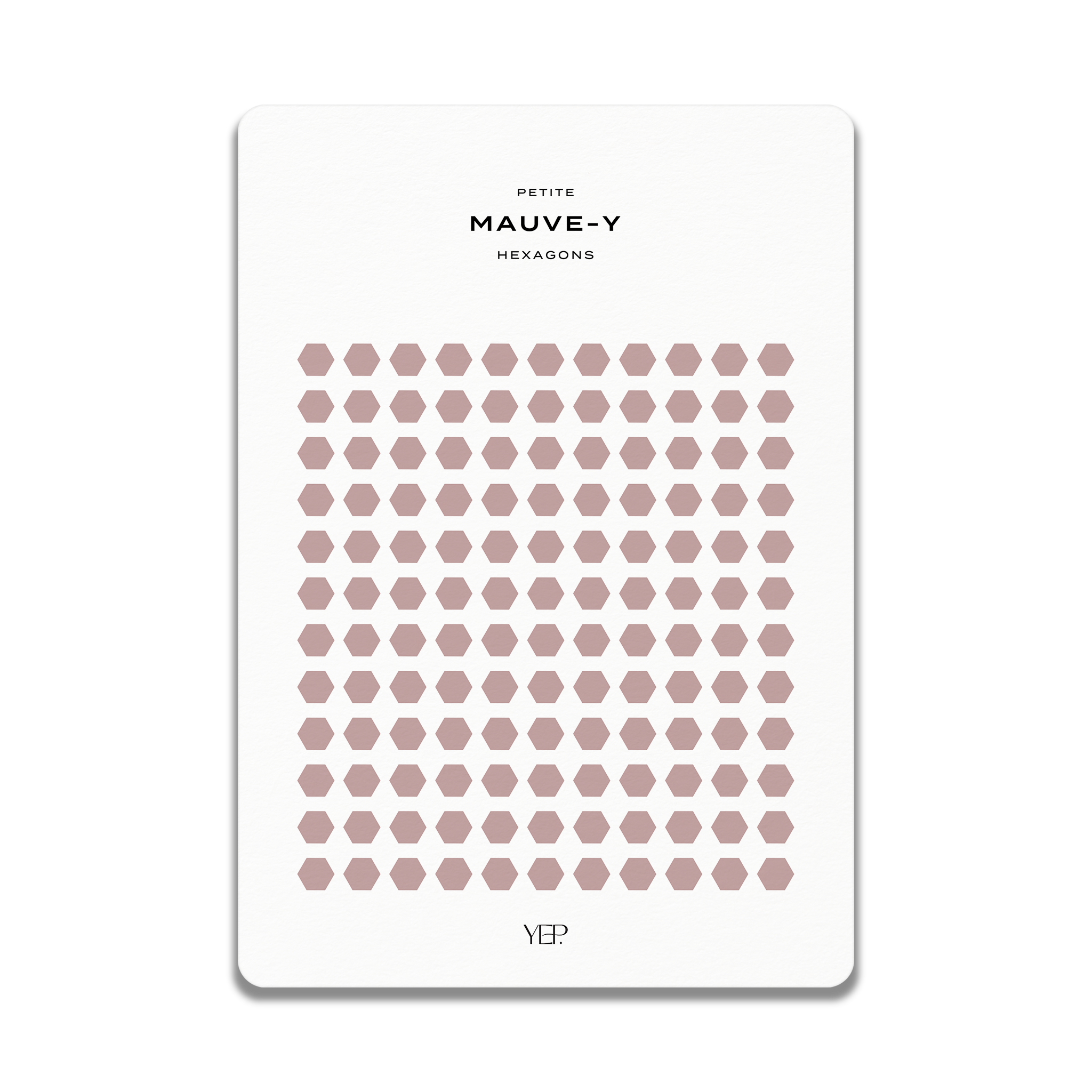 The image is a minimalist design featuring a repeating pattern of hexagons in shades of pink and white.