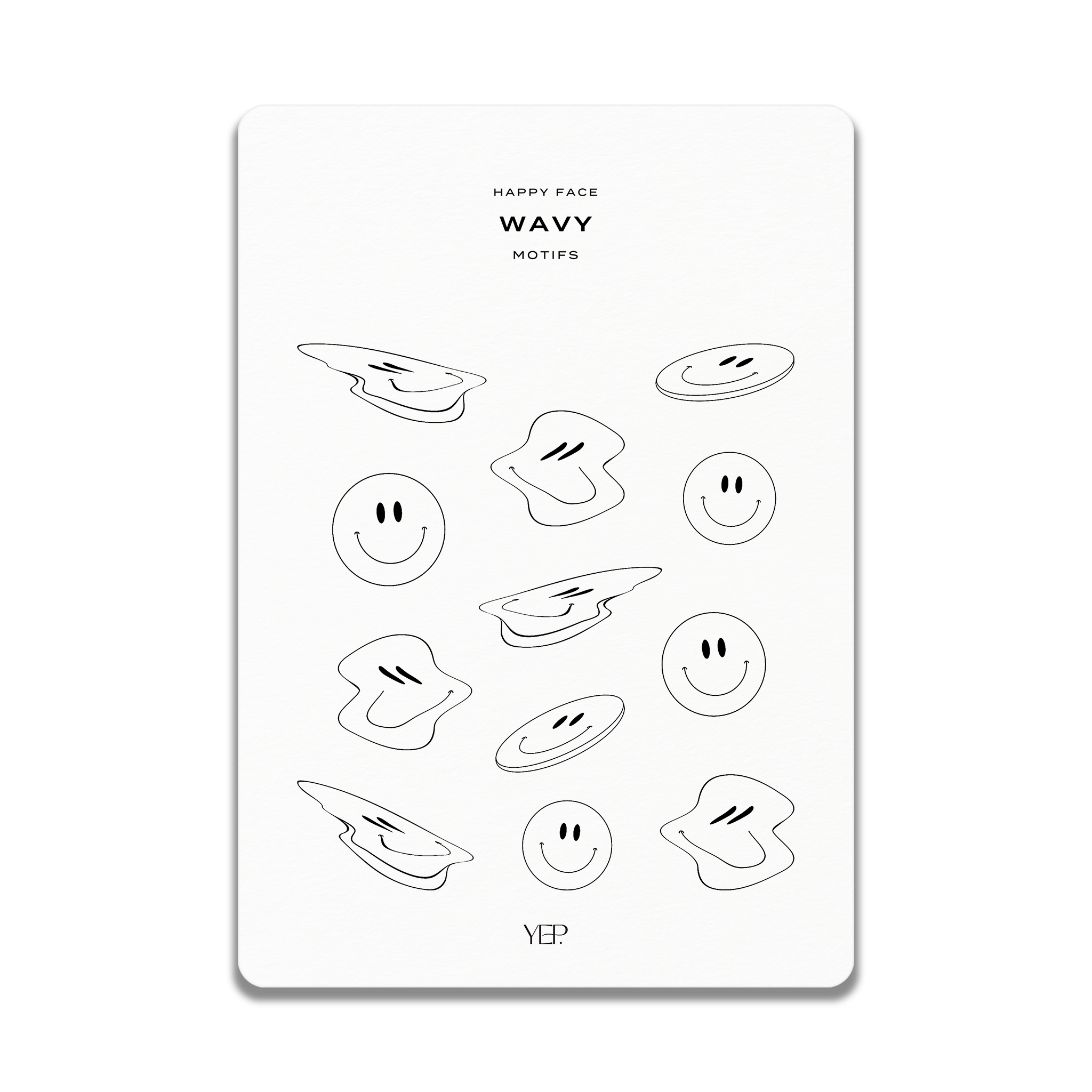 a collection of stylized, smiling faces arranged in a grid-like pattern.
