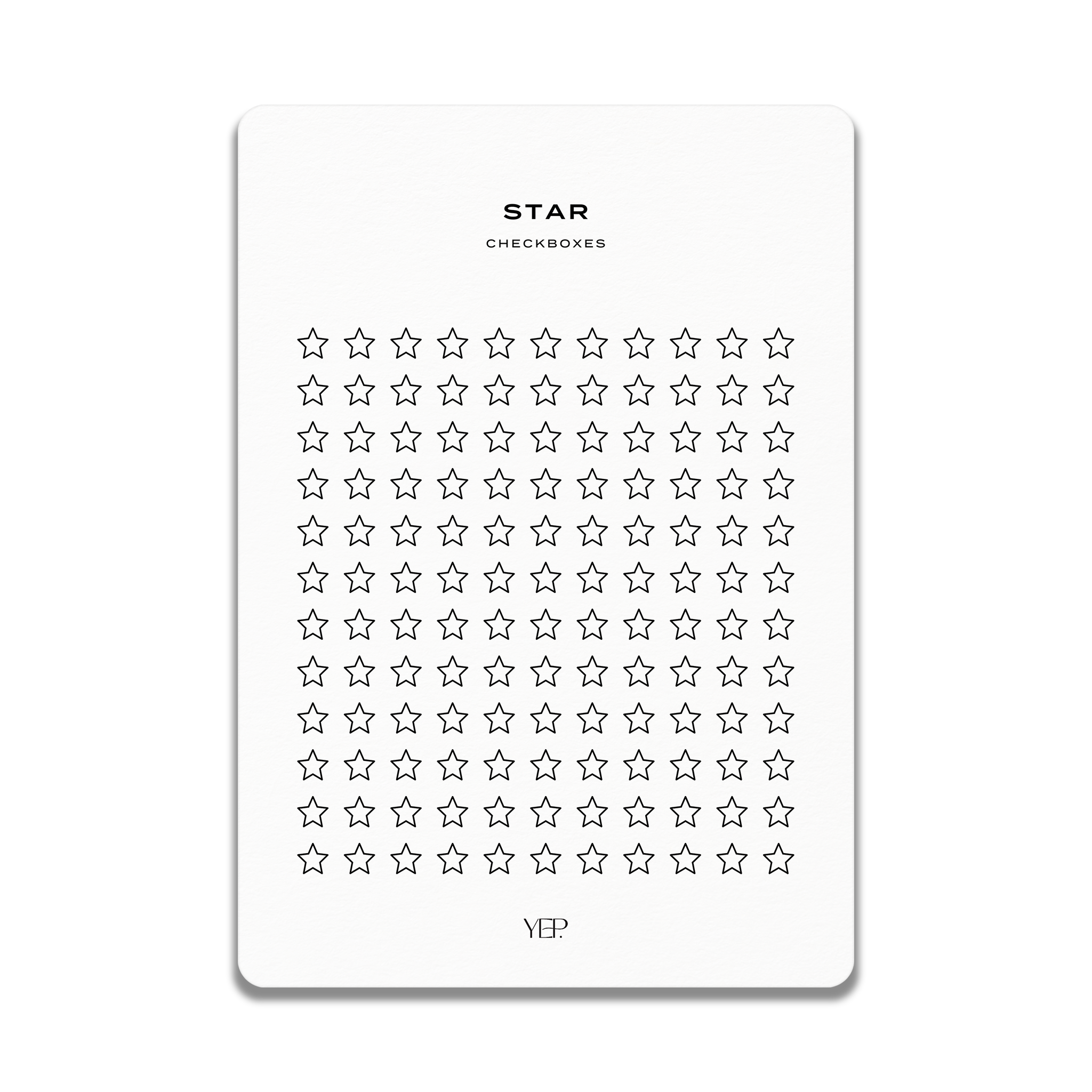 The image is a minimalist design featuring a grid of black and white stars arranged in a repeating pattern.