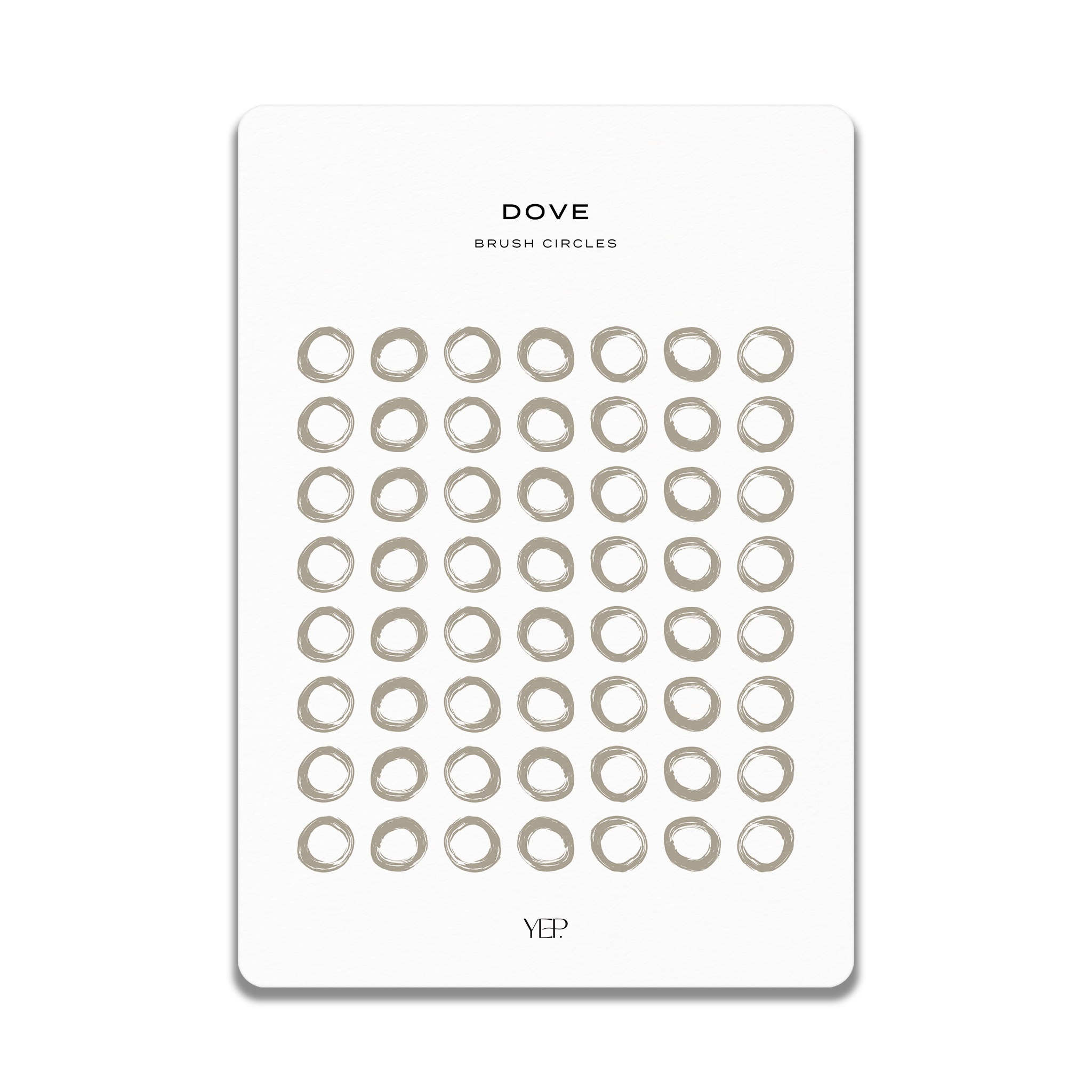The image is a minimalist design featuring a grid of circles, with the word "Dove" prominently displayed above the circles.